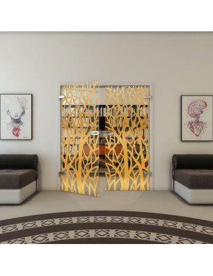 Ganzglastür - Fineprint Model 167 Gold auf Klarglas