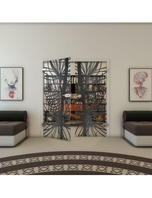 Ganzglastür - Fineprint Model 169 Schwarz auf Klarglas