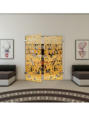 Ganzglastür - Fineprint Model 170 Gold auf Klarglas