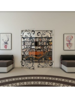 Ganzglastür - Fineprint Model 171 Schwarz auf Klarglas