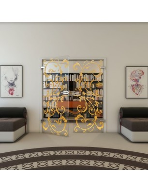 Ganzglastür - Fineprint Model 171 Gold auf Klarglas