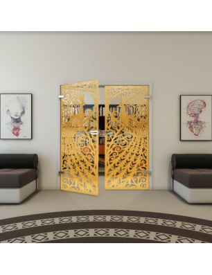 Ganzglastür - Fineprint Model 172 Gold auf Klarglas