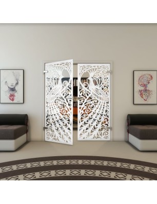 Ganzglastür - Fineprint Model 172 Weiss auf Klarglas