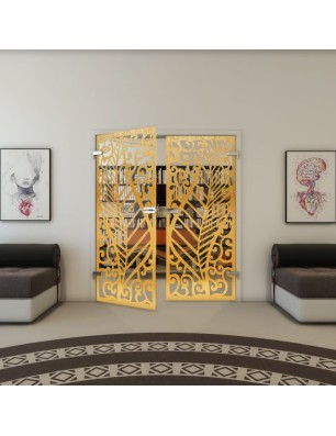 Ganzglastür - Fineprint Model 173 Gold auf Klarglas