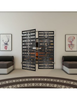 Ganzglastür - Fineprint Model 174 Schwarz auf Klarglas