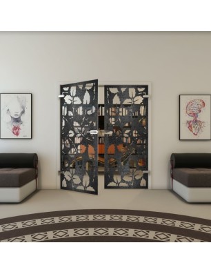 Ganzglastür - Fineprint Model 175 Schwarz auf Klarglas