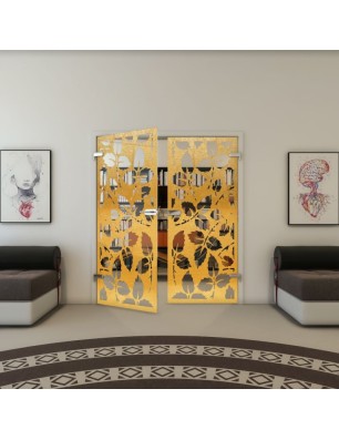 Ganzglastür - Fineprint Model 175 Gold auf Klarglas