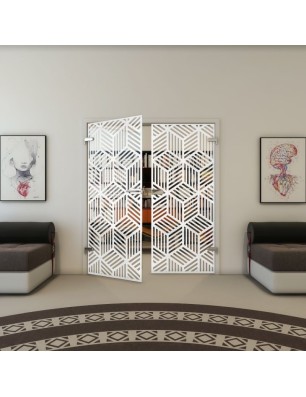 Ganzglastür - Fineprint Model 179 Weiss auf Klarglas