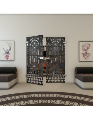 Ganzglastür - Fineprint Model 181 Schwarz auf Klarglas