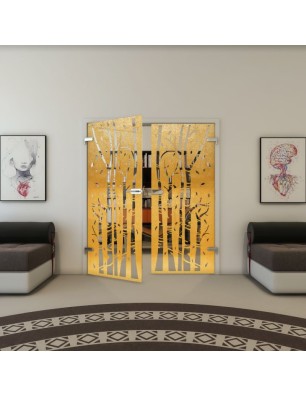 Ganzglastür - Fineprint Model 182 Gold auf Klarglas