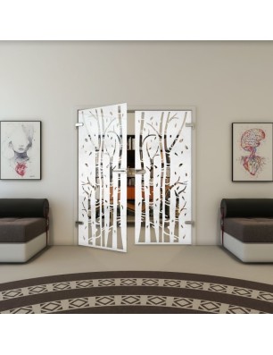 Ganzglastür - Fineprint Model 182 Weiss auf Klarglas