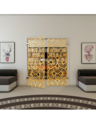 Ganzglastür - Fineprint Model 183 Gold auf Klarglas