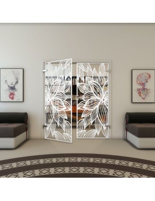 Ganzglastür - Fineprint Model 184 Weiss auf Klarglas