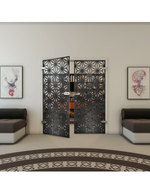 Ganzglastür - Fineprint Model 187 Schwarz auf Klarglas