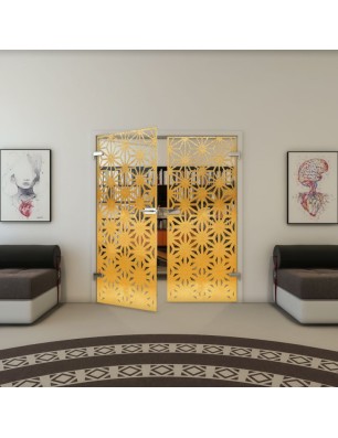 Ganzglastür - Fineprint Model 187 Gold auf Klarglas