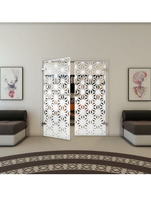 Ganzglastür - Fineprint Model 187 Weiss auf Klarglas