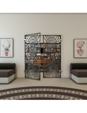 Ganzglastür - Fineprint Model 188 Schwarz auf Klarglas