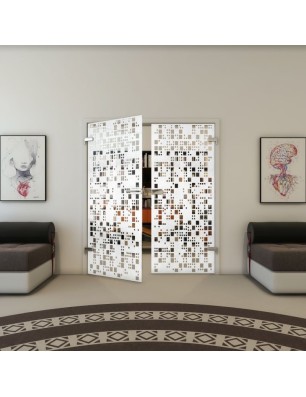 Ganzglastür - Fineprint Model 190 Weiss auf Klarglas