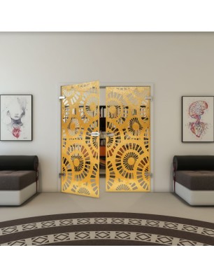 Ganzglastür - Fineprint Model 191 Gold auf Klarglas