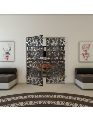 Ganzglastür - Fineprint Model 192 Schwarz auf Klarglas