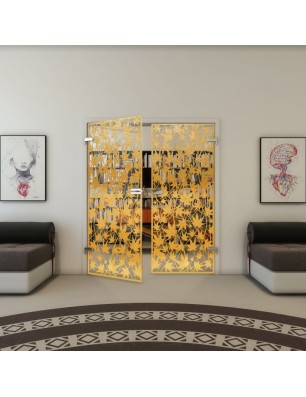 Ganzglastür - Fineprint Model 192 Gold auf Klarglas