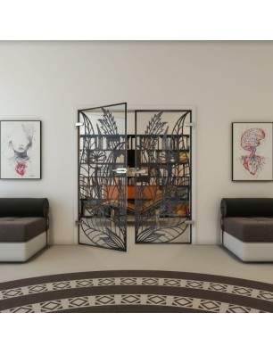 Ganzglastür - Fineprint Model 195 Schwarz auf Klarglas