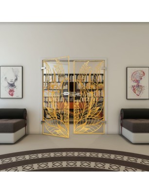 Ganzglastür - Fineprint Model 195 Gold auf Klarglas