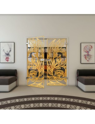 Ganzglastür - Fineprint Model 196 Gold auf Klarglas