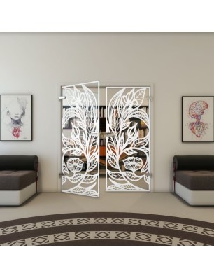 Ganzglastür - Fineprint Model 196 Weiss auf Klarglas