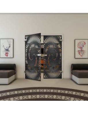 Ganzglastür - Fineprint Model 197 Schwarz auf Klarglas