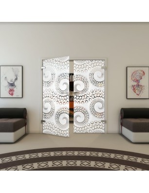 Ganzglastür - Fineprint Model 198 Weiss auf Klarglas