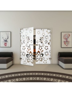 Ganzglastür - Fineprint Model 199 Weiss auf Klarglas