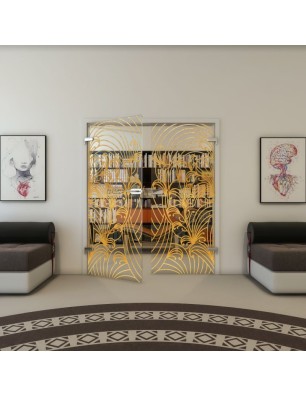 Ganzglastür - Fineprint Model 200 Gold auf Klarglas