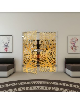 Ganzglastür - Fineprint Model 202 Gold auf Klarglas