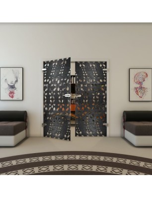 Ganzglastür - Fineprint Model 203 Schwarz auf Klarglas