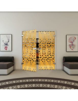 Ganzglastür - Fineprint Model 203 Gold auf Klarglas