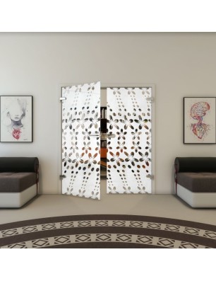 Ganzglastür - Fineprint Model 203 Weiss auf Klarglas