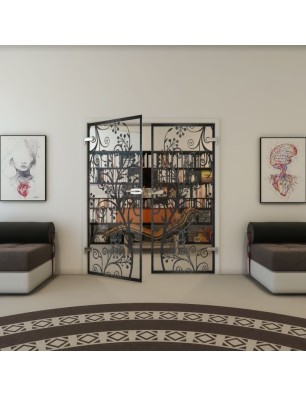 Ganzglastür - Fineprint Model 204 Schwarz auf Klarglas