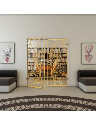 Ganzglastür - Fineprint Model 204 Gold auf Klarglas