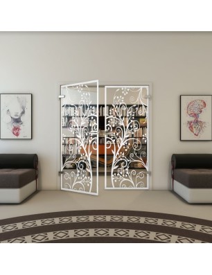 Ganzglastür - Fineprint Model 204 Weiss auf Klarglas