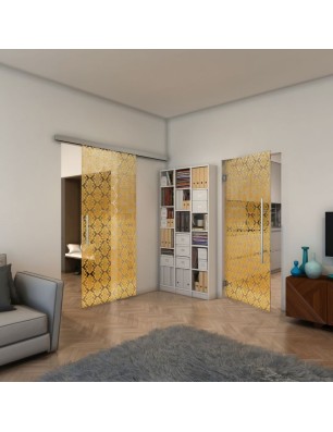 Pendeltür - Fineprint Model 001 Gold auf Klarglas
