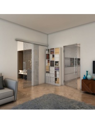 Pendeltür - Fineprint Model 002 Schwarz auf Klarglas