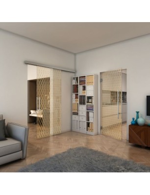 Pendeltür - Fineprint Model 002 Gold auf Klarglas