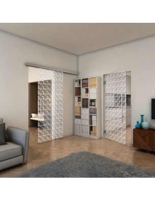 Pendeltür - Fineprint Model 003 Weiss auf Klarglas