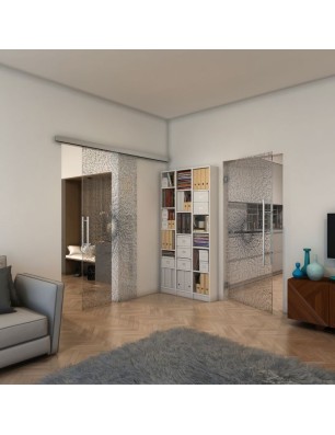 Pendeltür - Fineprint Model 006 Schwarz auf Klarglas