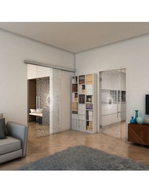 Pendeltür - Fineprint Model 006 Weiss auf Klarglas