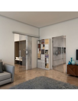 Pendeltür - Fineprint Model 007 Schwarz auf Klarglas