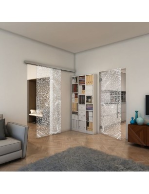 Pendeltür - Fineprint Model 008 Weiss auf Klarglas