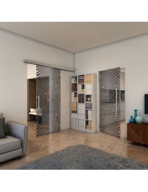 Pendeltür - Fineprint Model 011 Schwarz auf Klarglas