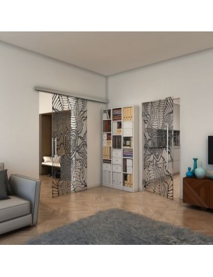 Pendeltür - Fineprint Model 012 Schwarz auf Klarglas